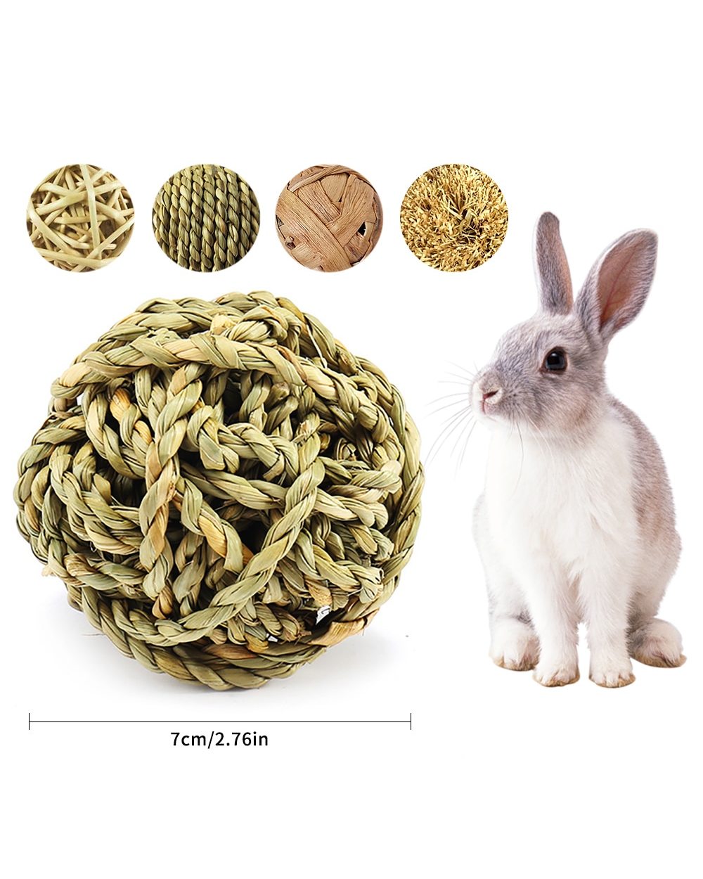 3Pcs/Set Hamster Rabbit Chew Toy Bite Grind Teeth Toys Corn Woven Balls For Tooth Cleaning Molar Small Animal Accessorie front-5