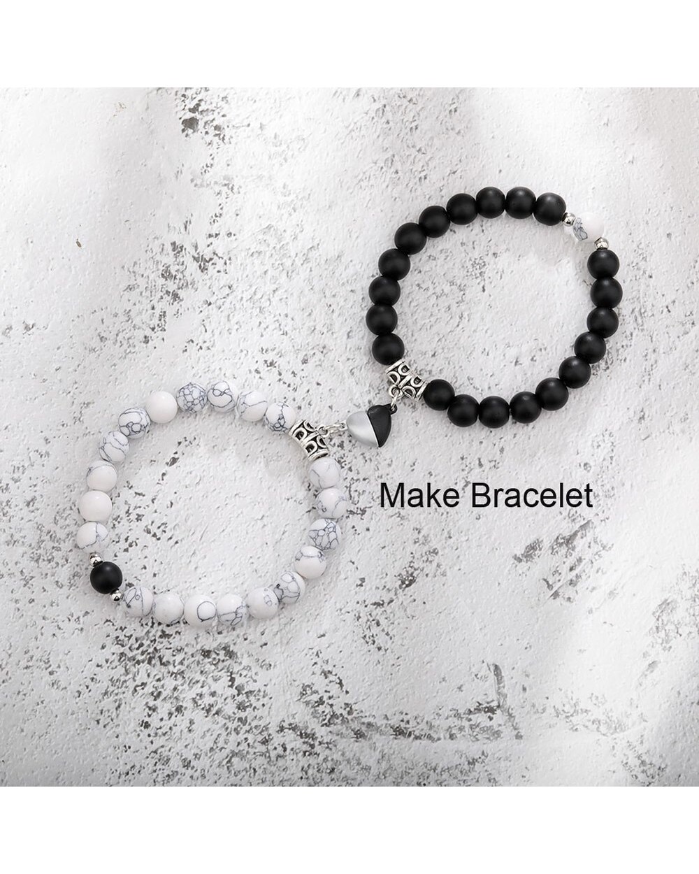 Heart Shaped Strong Magnetic Connected Couple Bracelet Necklace Making Jewelry front-2