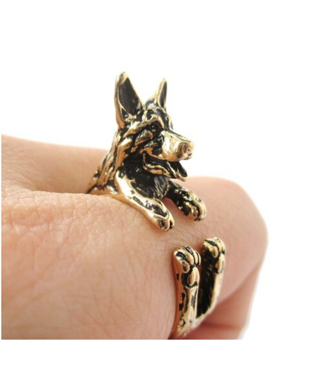 1pcs retro punk German Shepherd Ring hippie animal German Shepherd dog Ring summer jewelry for pet lovers front-3