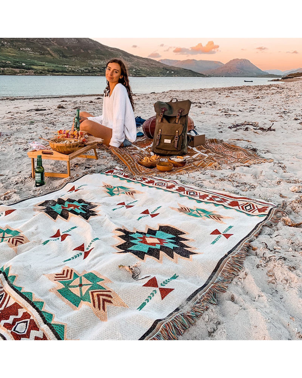 Tribal Blankets Indian Outdoor Rugs Camping Picnic Blanket Boho Decorative Bed Blankets Plaid Sofa Mats Travel front-1