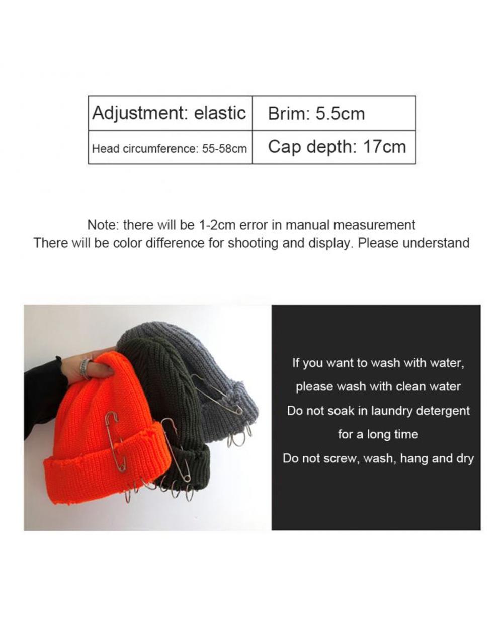 New Hip Hop Knitted Hat Women Metal Ring Brimless Unisex Basic With Ripped Holes Cap Female Stretch Hats Women Men Bonn front-3
