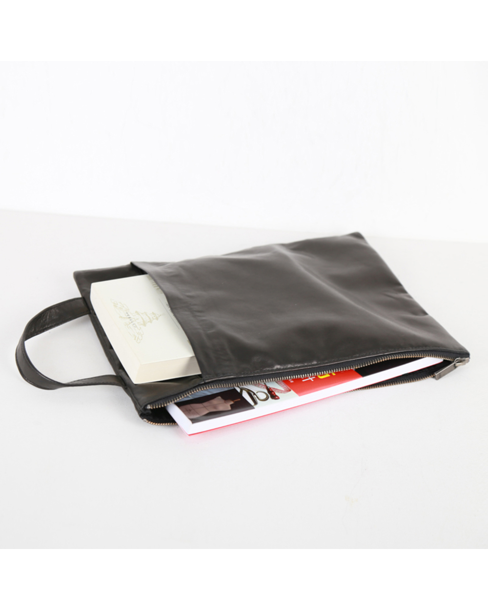 New Fashion Men Clutch Genuine Leather Luxury Work Office A4 File Storage Bag Women Casual Handbag Zipper Organizer Bags front-2