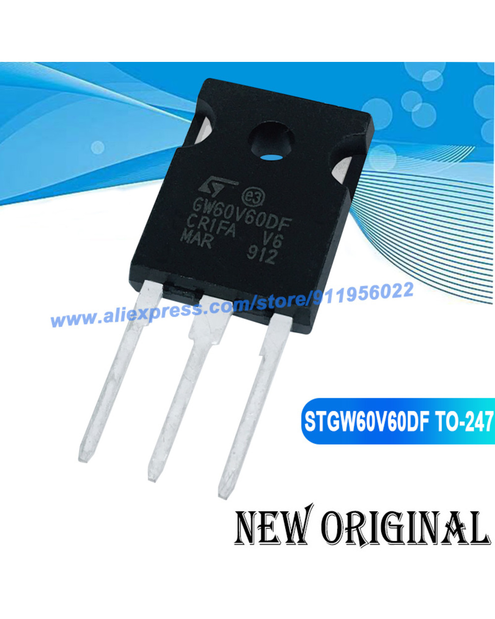 (5 Pieces) Stgw30nc60wd Gw30nc60wd To-247 600V 30A / Gw20nb60hd Stgw20nb60hd 600V 20A / Stgw60v60df Gw60v60df 600V 80A front-1