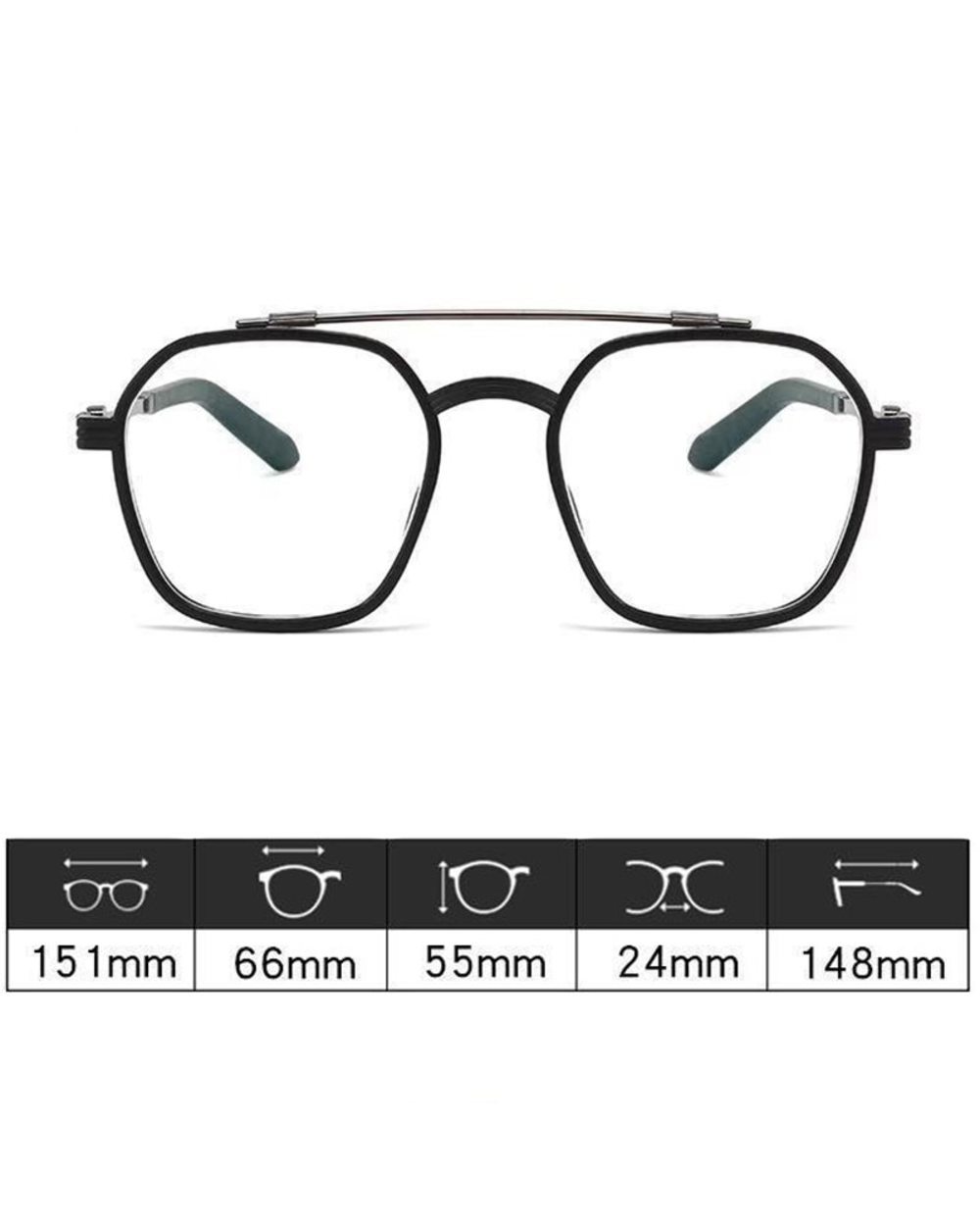 New Anti Blue Light Double Beam Square Myopia Glasses Oversized Men Women Matte Frame Prescription Eyewear Diopter -1.0 front-4