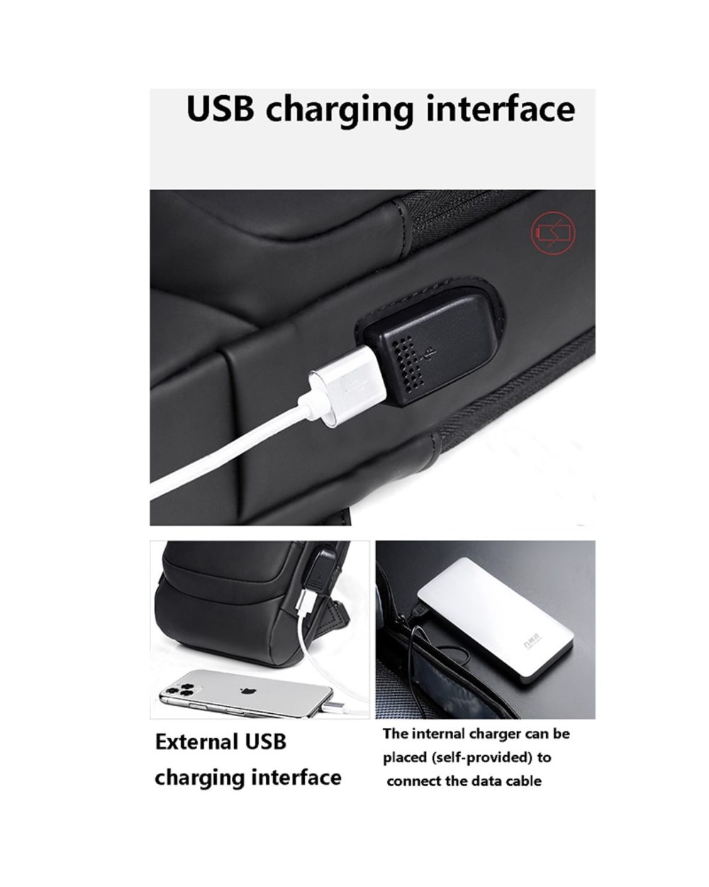 Large Capacity Anti-theft USB Charging Shoulder Bag front-3