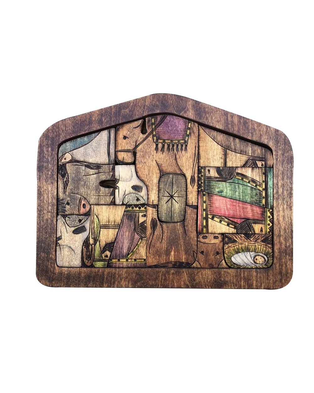 Christmas Gifts For Kids Wooden Jesus Puzzles Nativity Puzzle with Wood Burned Design Home Decoration Accessories front-5