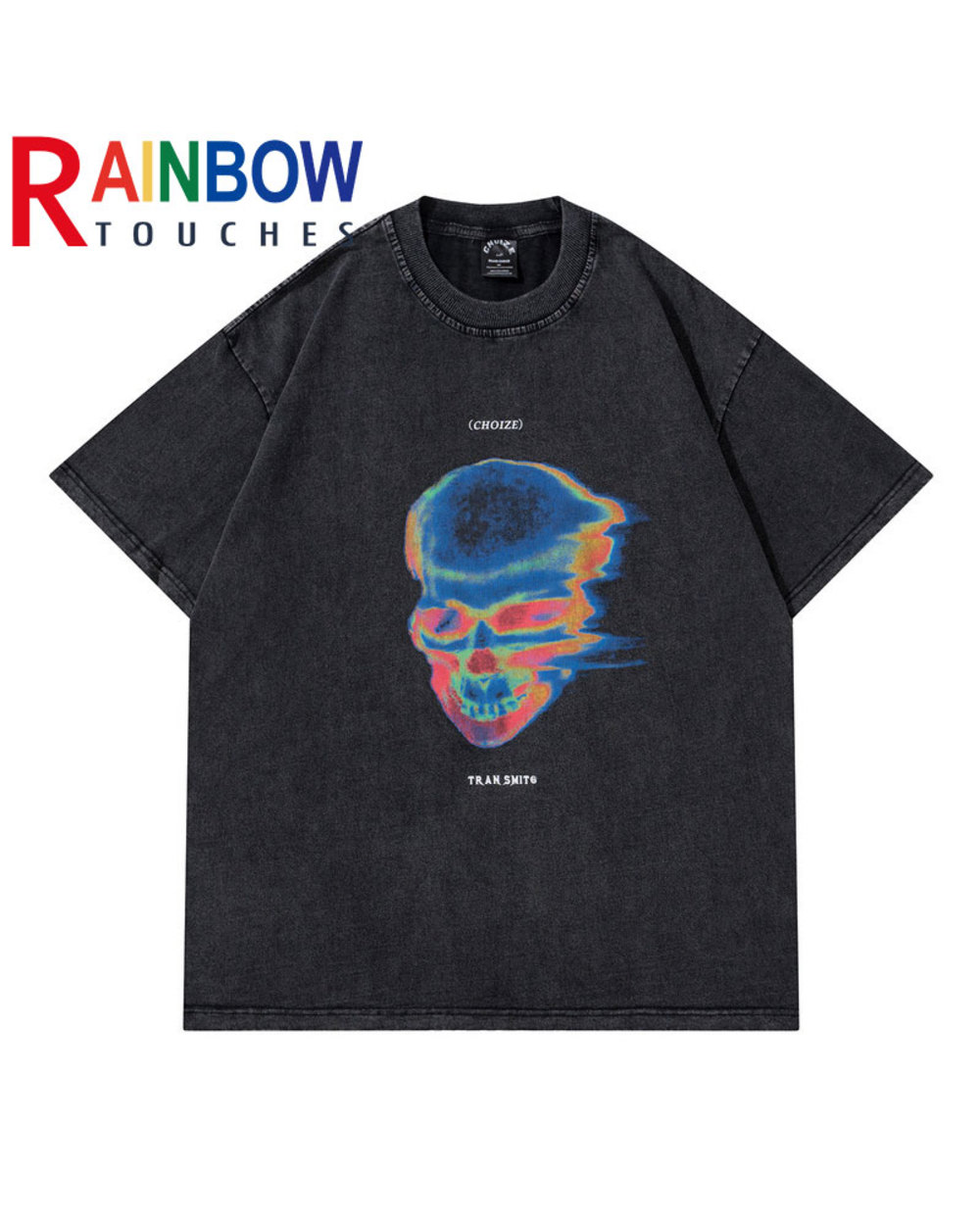 Rainbowtouches 2021 Short-Sleeve T-Shirt Unisex High Street Vintage Graffiti Loose Casual T-shirts Harajuku Punk T Shirt front-3
