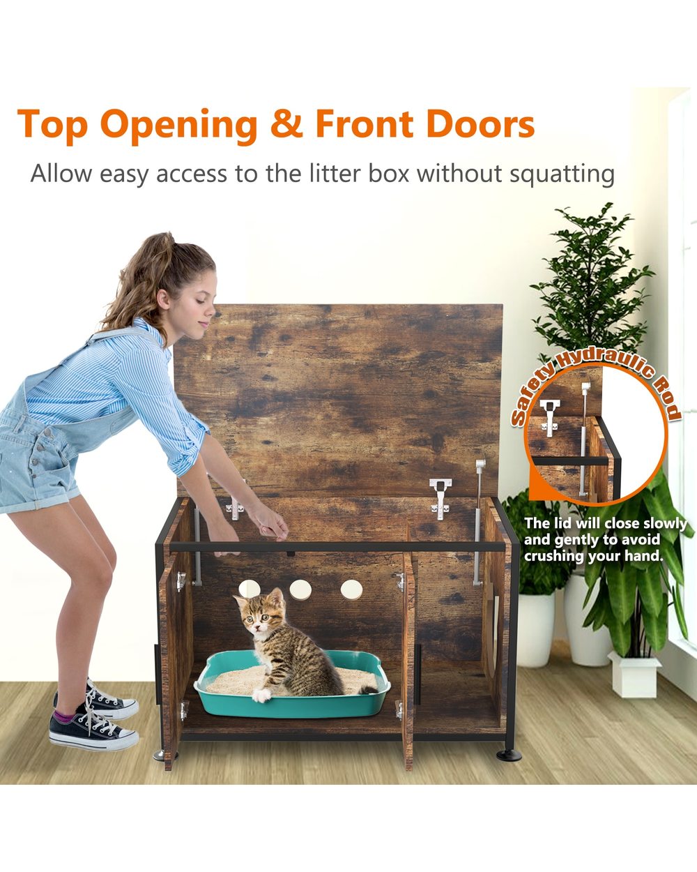 Hidden Cat Litter Box Enclosure Furniture front-1