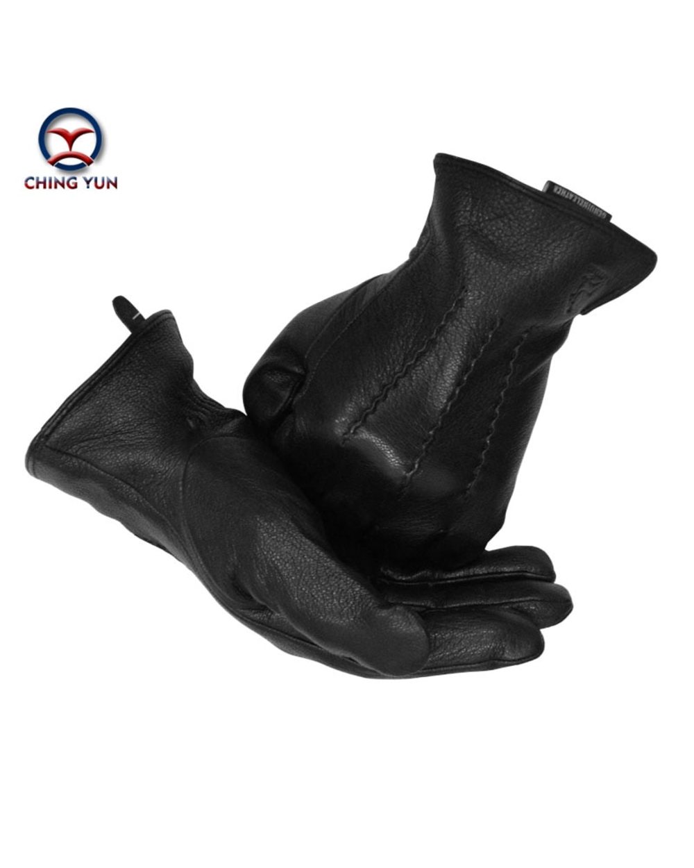 2019 Winter Men Deer Skin Leather Gloves Male Warm Soft Black Sewing Design Men Mittens Imitate Rabbit Hair 70% Wool Li front-1