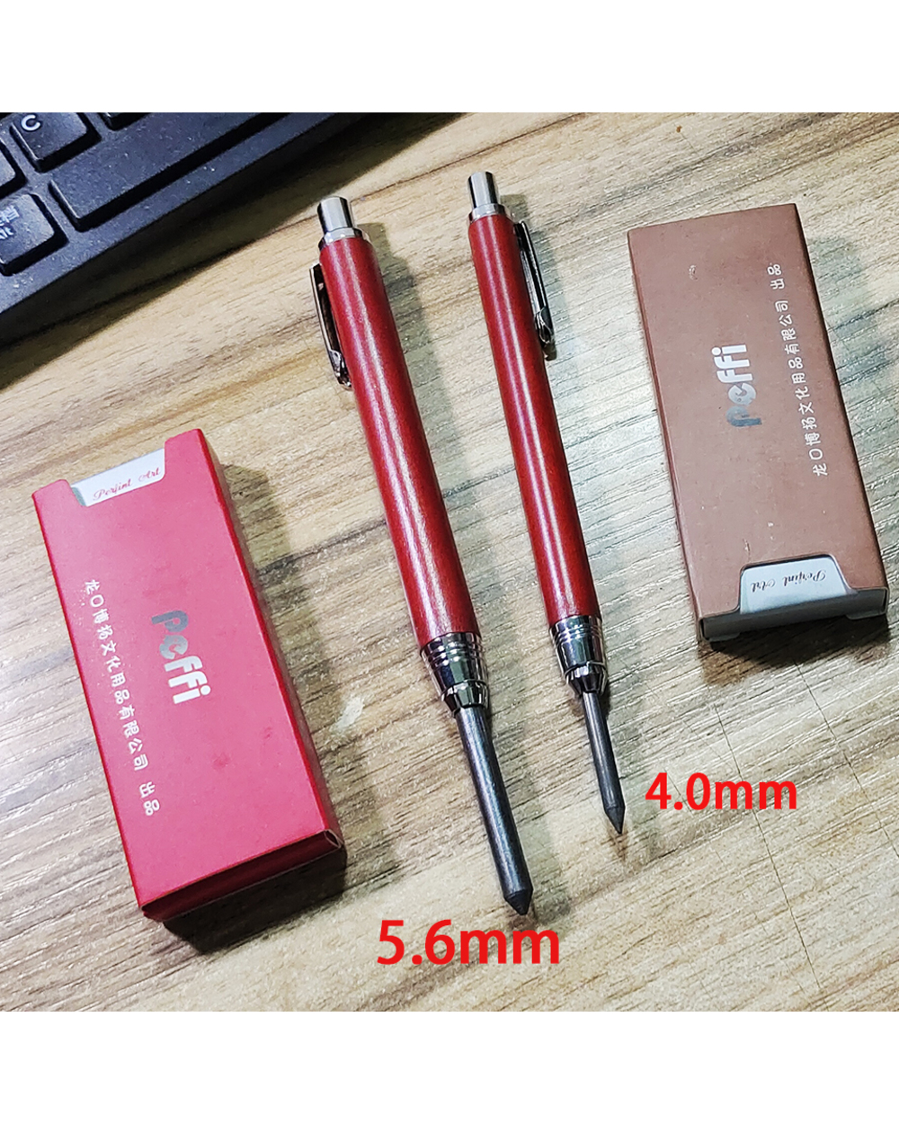 Mechanical Pencil 4.0/5.6Mm Hb Woodworking Automatic Pencils Metal Fittings+Wood Pole Professional Painting Stationery front-2