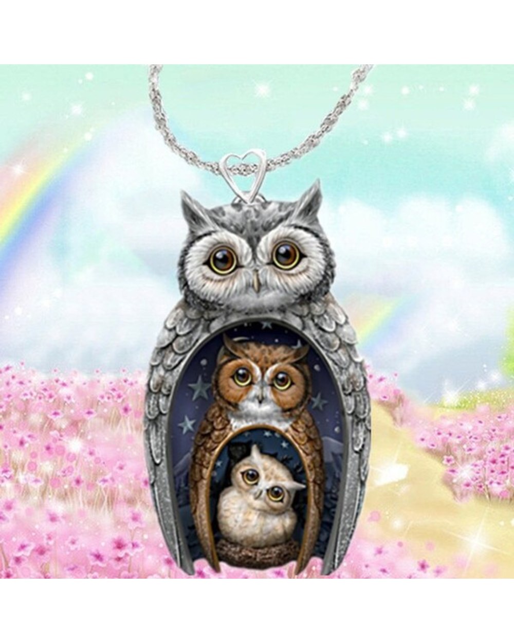 Fashion Owl Pendant Antique Silver Color Owl Elegant Lady Necklace Jewelry Accessories front-3