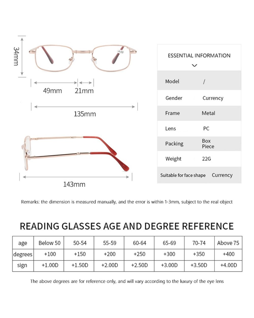 Reading Glasses Men Women Folding Spectacles Spectacles Frame Tr Glasses +1.0 +1.5 +2.0 +2.5 +3.0 +3.5 +4.0 With Leathe front-1
