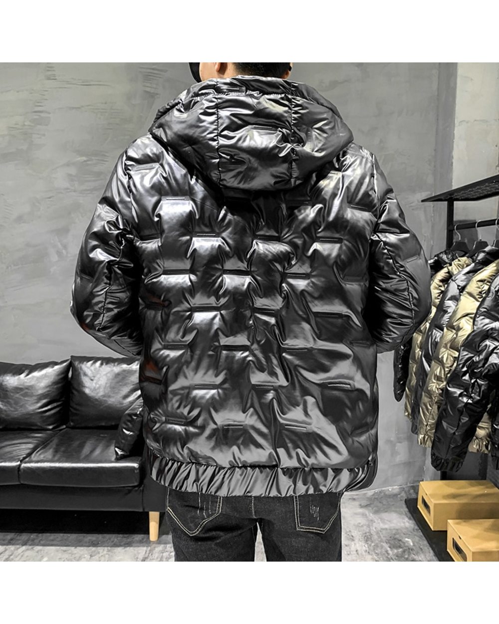 Shiny Men's Jacket Coat 2022 Winter Men Short Thick Cotton Coat Jacket Fashion Stand Collar Slim Clothes Winter Coat Men front-1