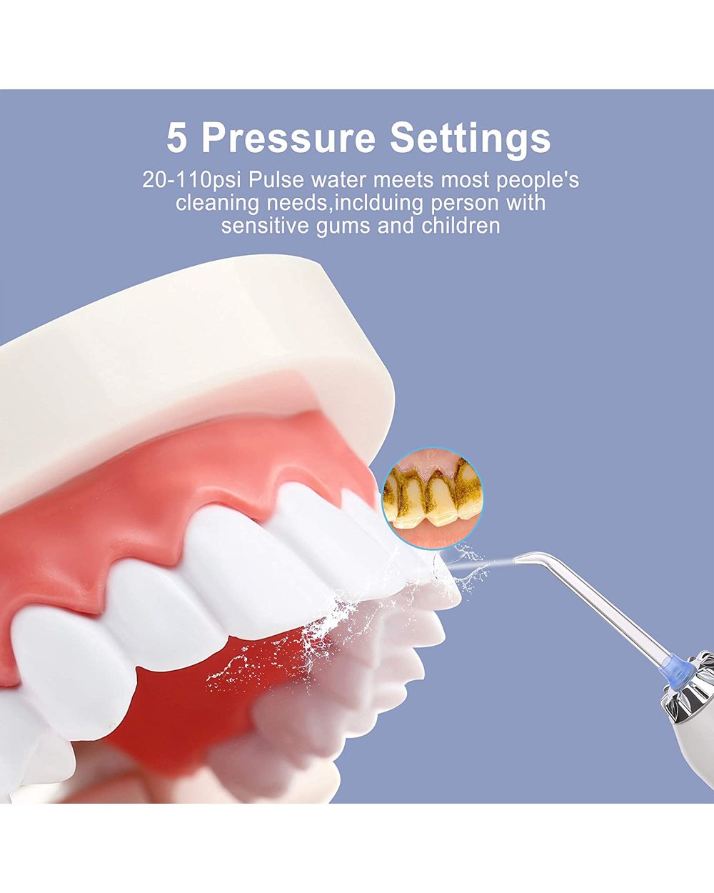 Oral Irrigator Usb Rechargeable Water Floss Portable Dental Water Flosser Jet 300Ml Irrigator Dental Teeth Cleaner With front-5