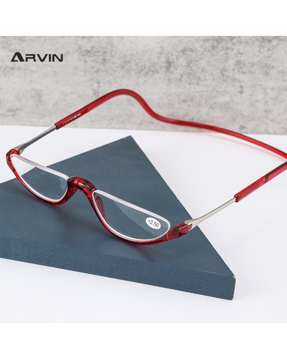 Ultralight Hanging Stretch Reading Glasses Men Women Trendy Half Frame Lens Presbyopic Eyeglasses Unisex Diopter +1.0 1 front-0