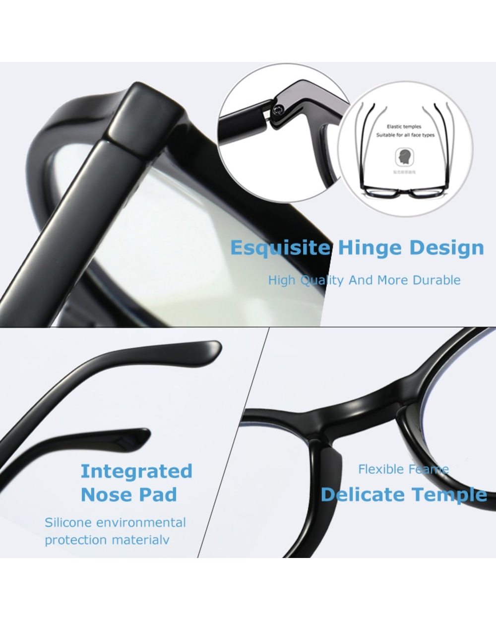 Crixalis Anti Blue Light Reading Glasses For Women Men Tr90 Flexible Frame Spring Hinge Computer Presbyopia Eyewear Fem front-5