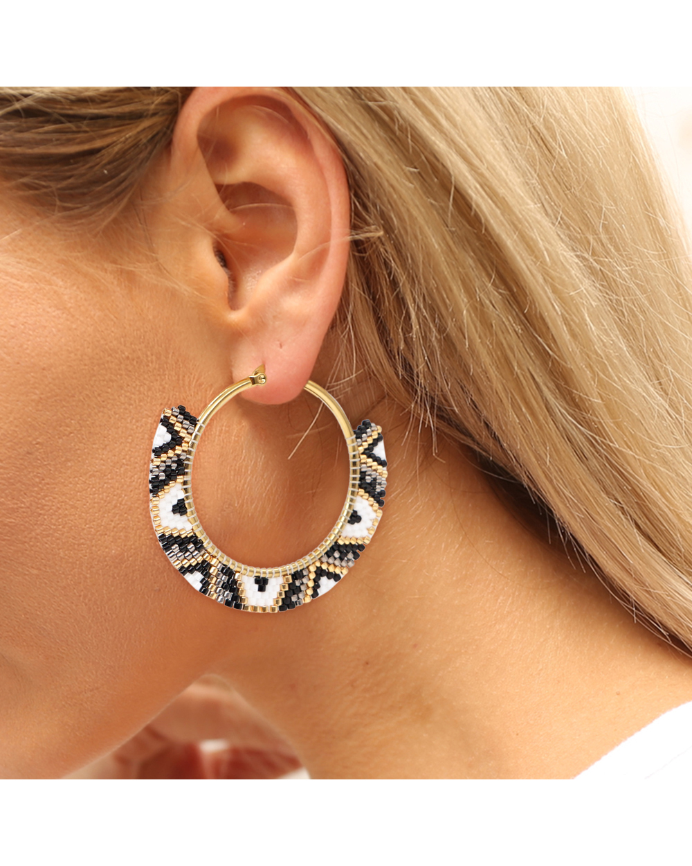 Hoop Earrings Gold Plated Stainless Steel Ear Rings Fashion Jewelry front-3