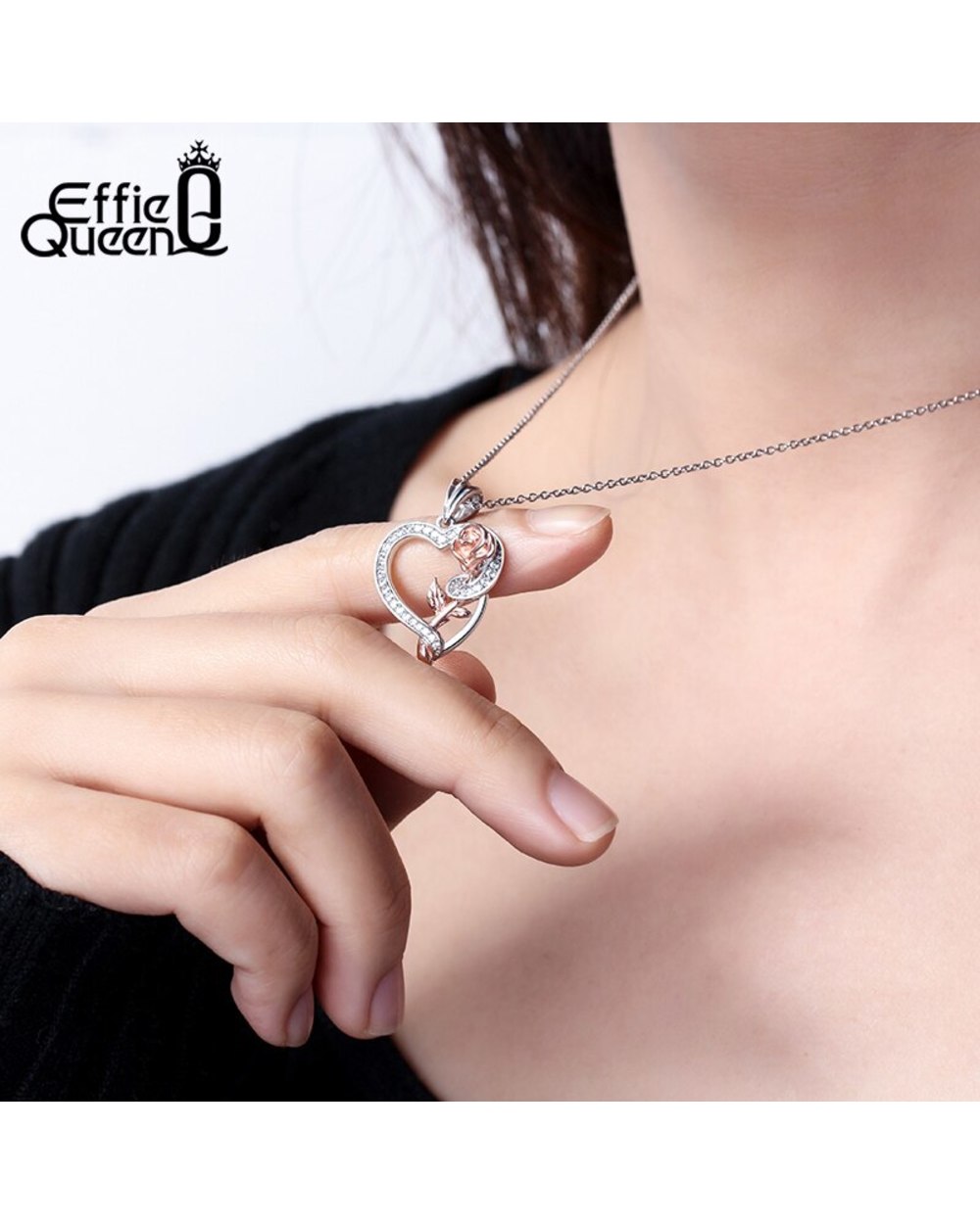 Effie Queen To My Mommy Necklace Rose Heart Necklace Mother's Day Jewelry Gift for Mom front-4