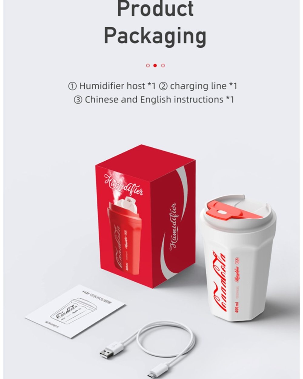 Creative 400Ml Wireless Air Humidifier Aroma Oil Diffuser Car Air Freshener Mini Coke Cup Diffuser Usb Rechargable Humi front-5