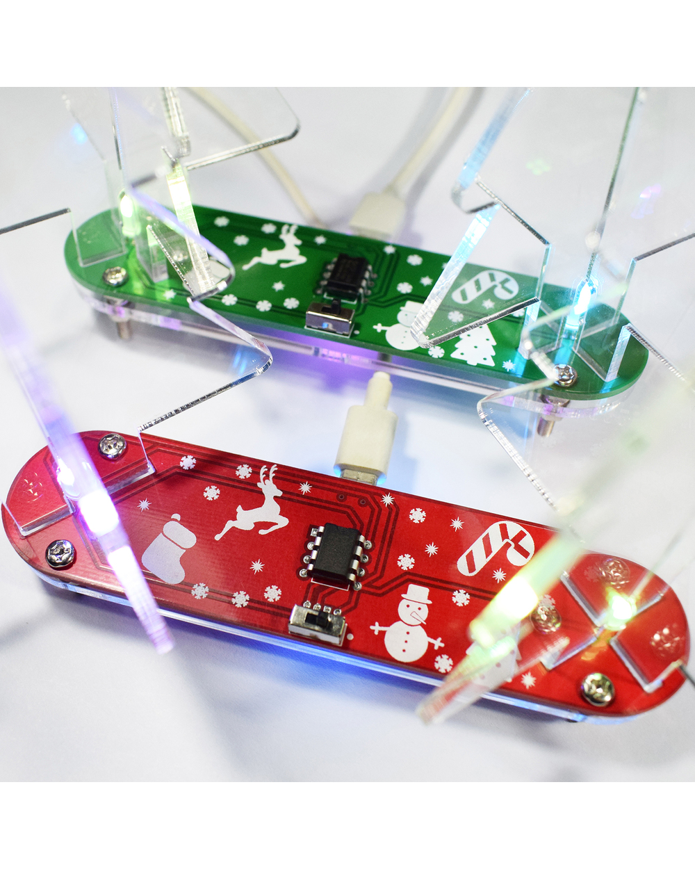 Diy Full Color Changing Led Acrylic 3D Christmas Tree Decoration Electronic Learning Kit front-3