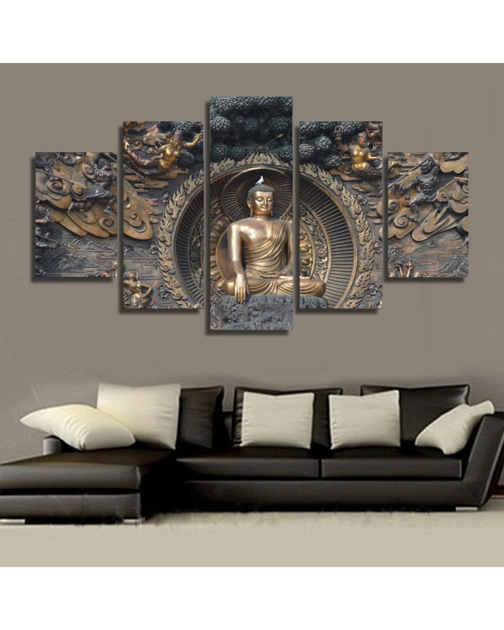 Abstract Buddha Statue Painting Modular Buddha 5 Panel Canvas Art Wall Decor front-5