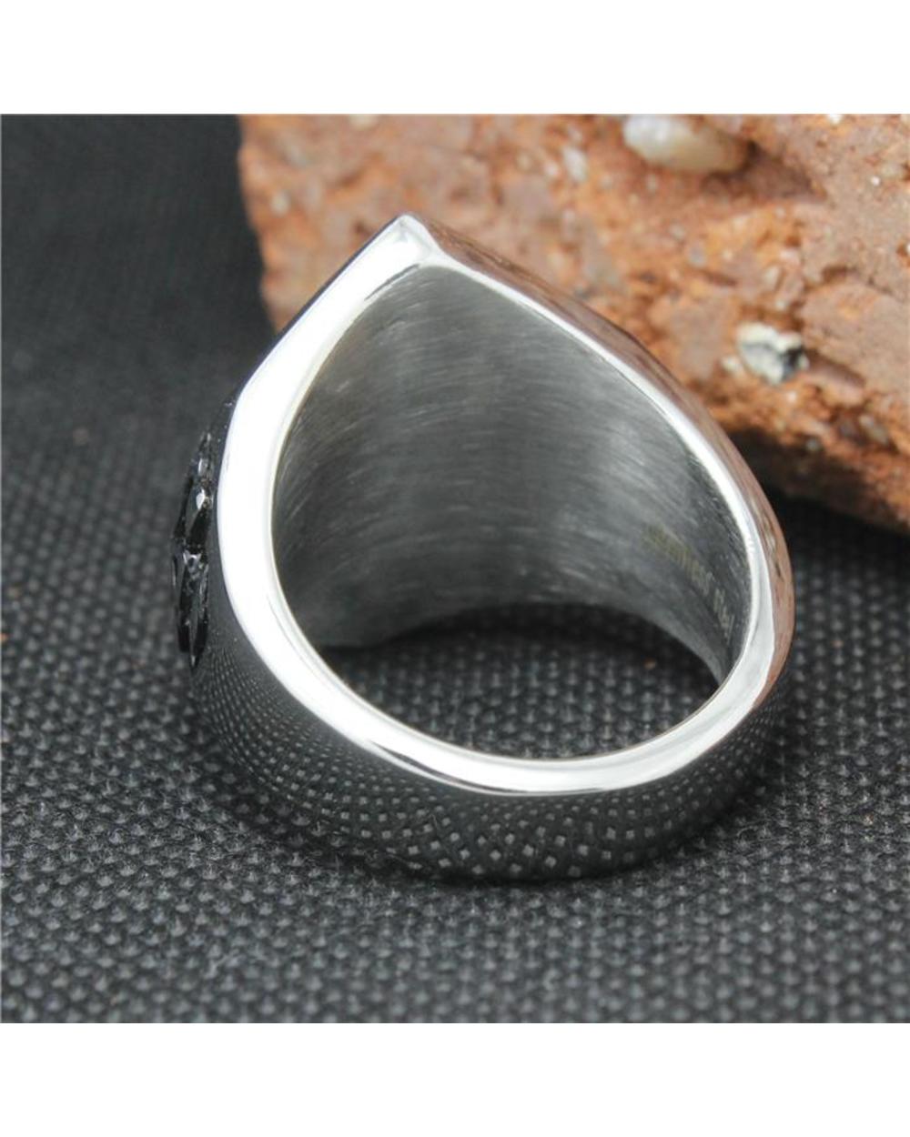 Cool 316L Stainless Steel Biker 1% er Skull Ring Biker front-5