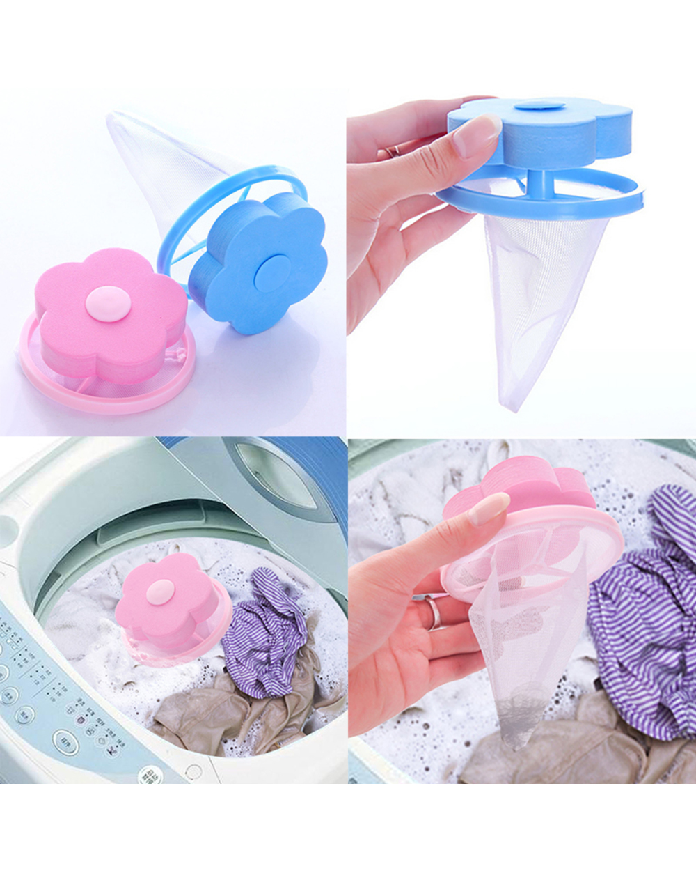 1Pc 2 Colors Floating Lint Mesh Bag Hair Catcher Washing Machine Filter Net Pouch Household Laundry Float Storage Suppl front-0