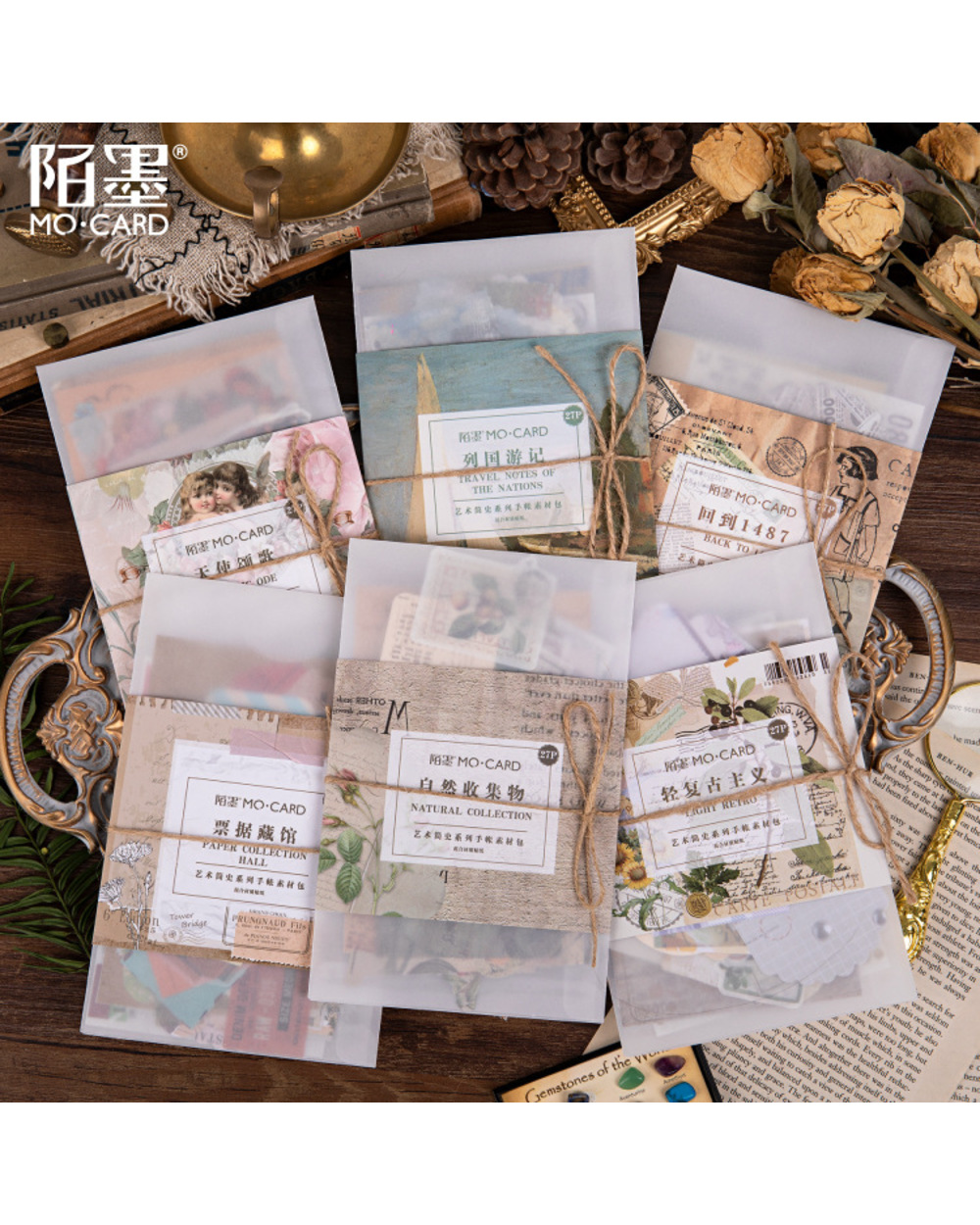 27 Pcs/Pack Retro Floriography Bulleto Journal Decorative Stickers Adhesive Diy Decoration Diary Plants Magazine Label front-0