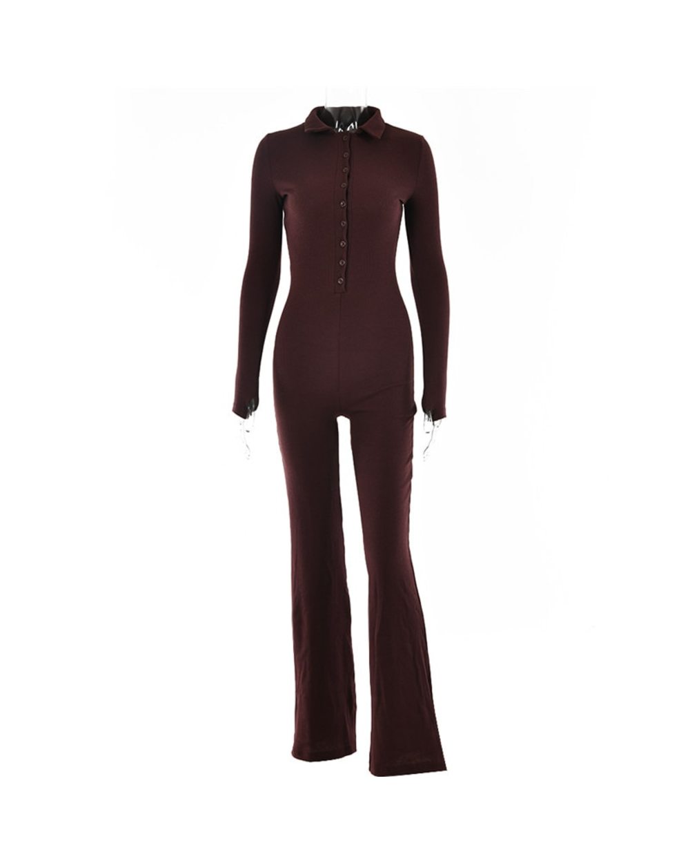 Long Sleeve Ribbed Jumpsuits For Women Wide Legs Jumpsuit Romper Femme Autumn Winter Casual Overalls front-5