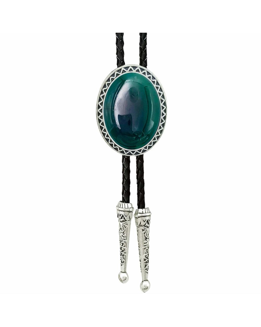 Native Bola Tie Indian leather Naturel stone Genunie Leather rope zinc alloy necktie front-5
