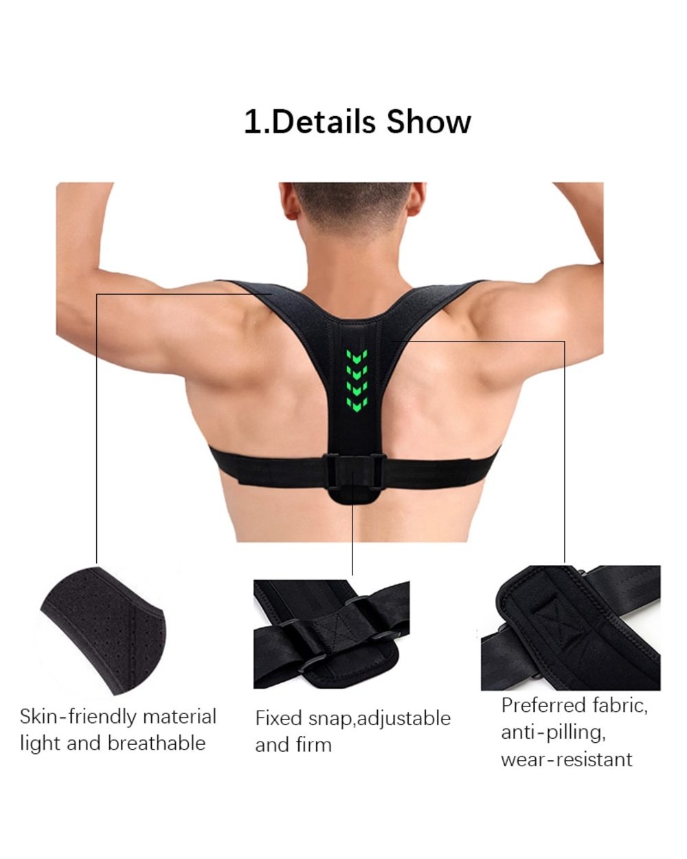 Adjustable Posture Corrector Back Brace Support front-1