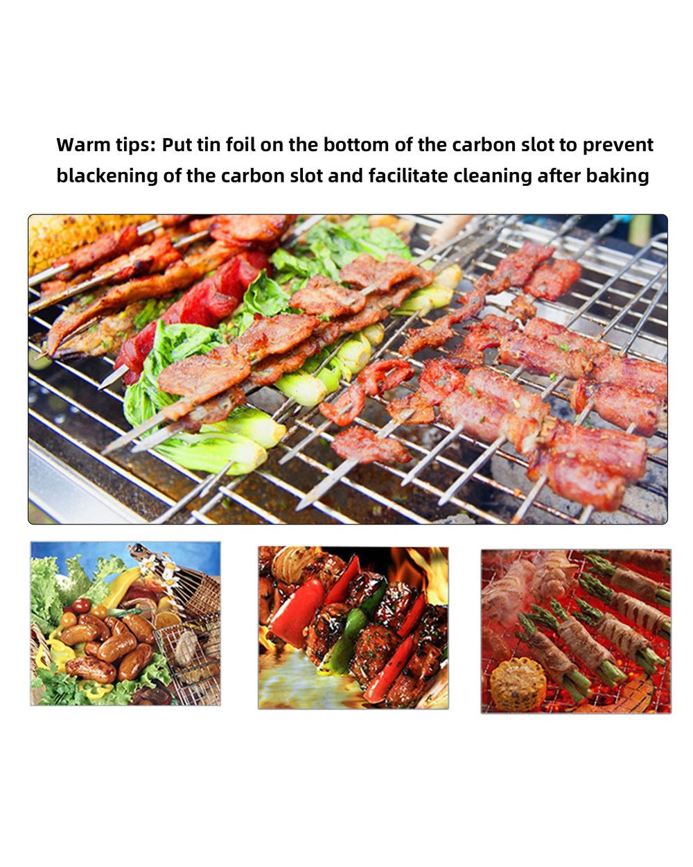 Stainless Steel BBQ Grill Large Outdoor Folding Portable Barbecue Meat Rack Picnic Grill with Storage Basket Board Shelf front-3