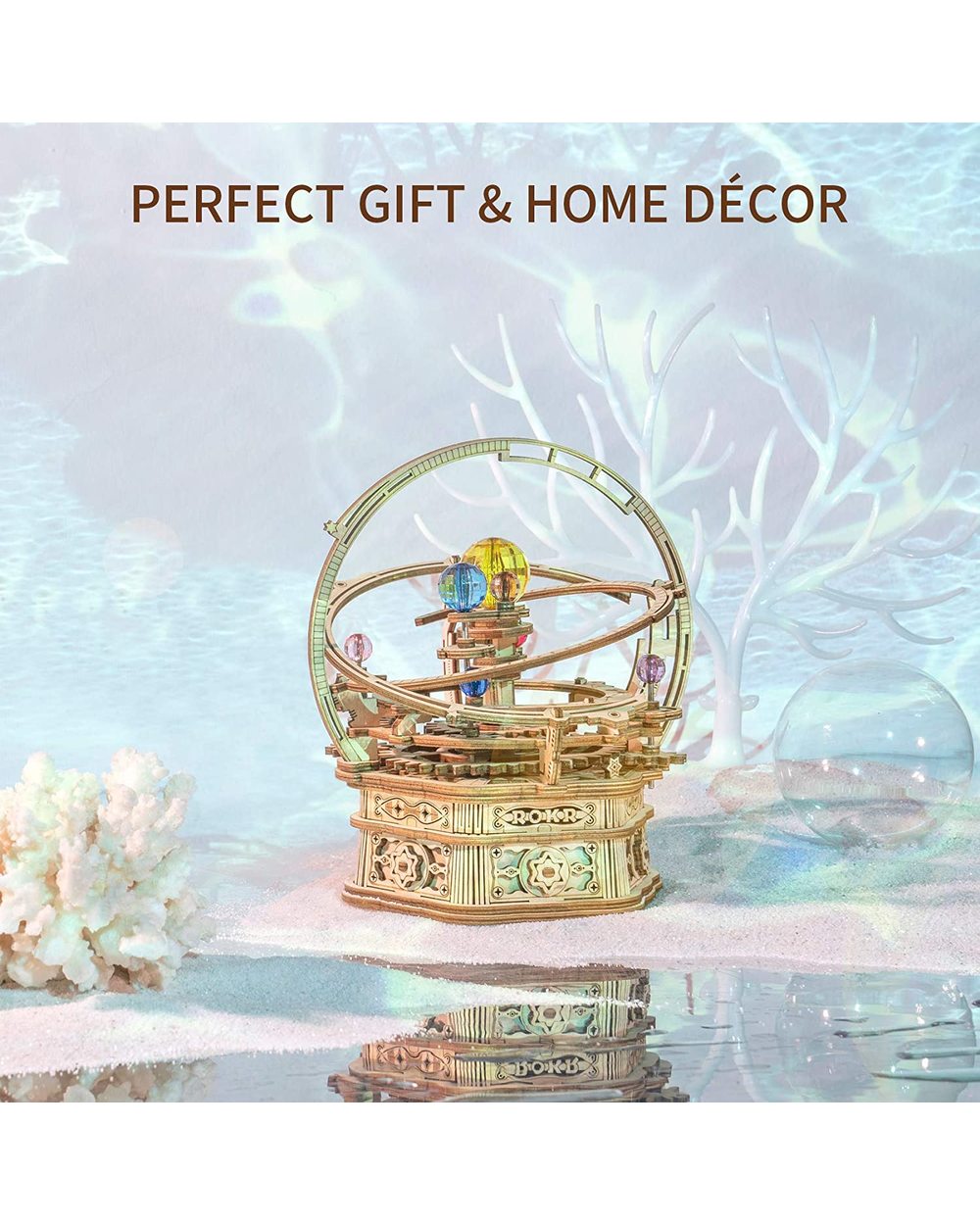 Robotime Rokr 84pcs Rotatable DIY 3D Starry Night Wooden Model Building Kit Music Box Toy Gift for Children Adult front-3