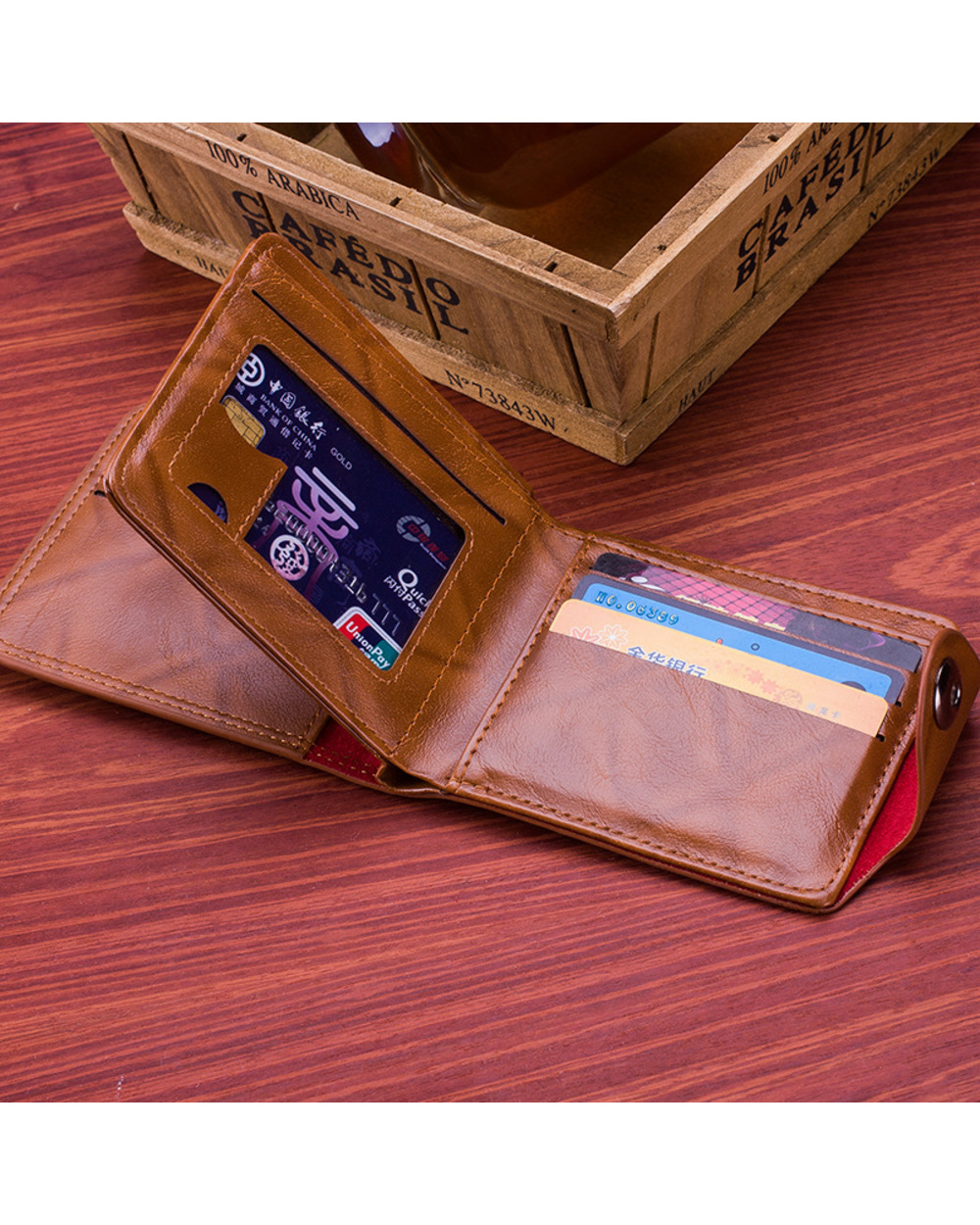 Wallet Pressure Change Magnetic Buckle Wallet Double Line Hundred Dollar Bill Wallet front-2