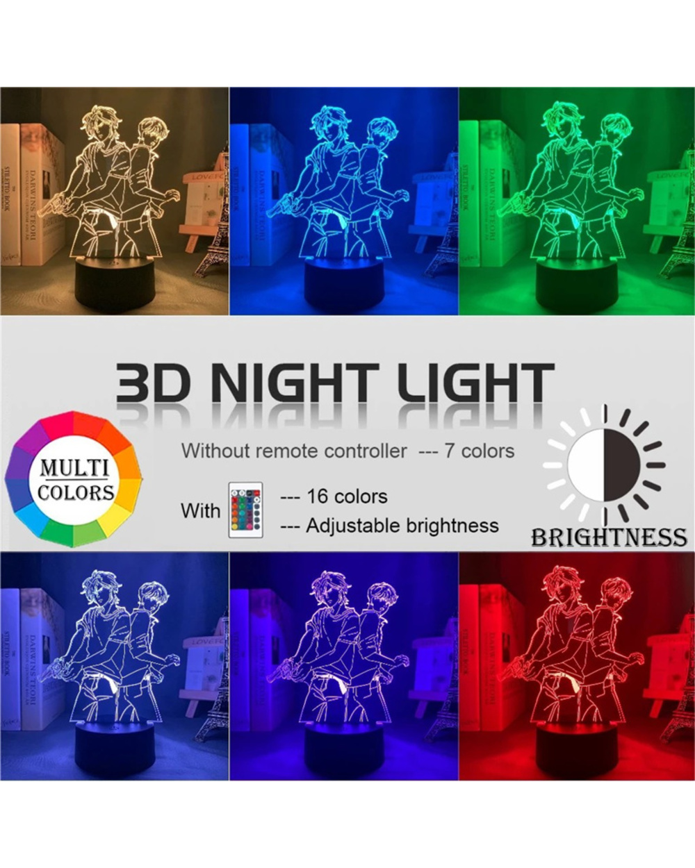 Japanese Anime Banana Fish Two Side Acrylic Stand Model Plate Holder 3D Lamp Ash Okumura Eiji Couple Character Led Nigh front-2