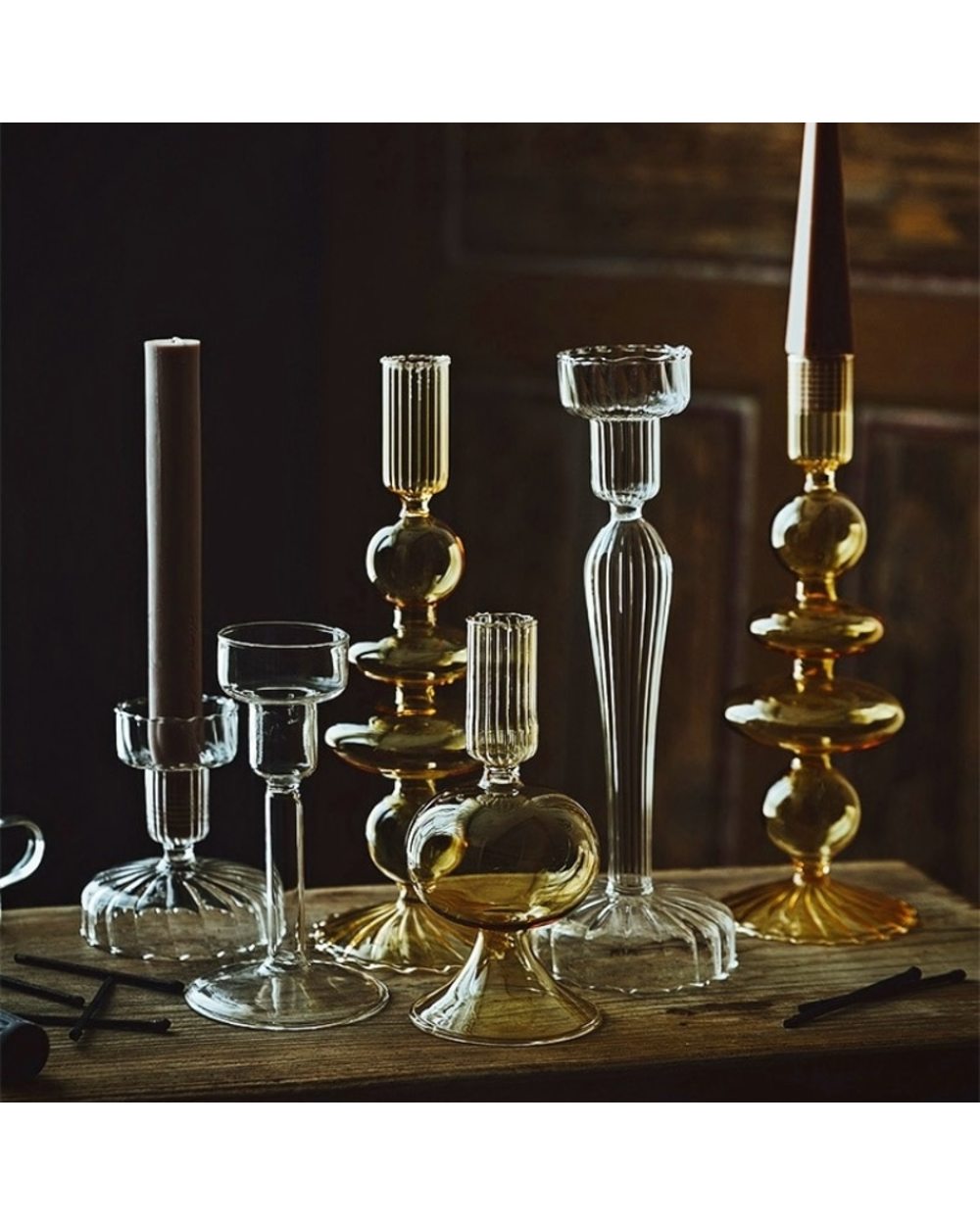 Vintage Glass French Style Candlestick front-1