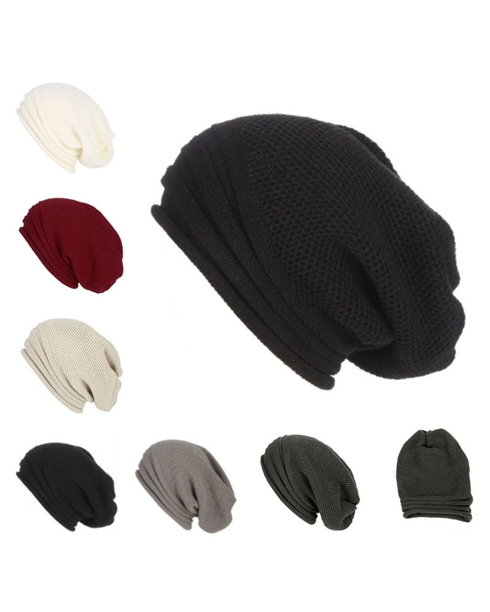 Winter Baggy Slouchy Beanie Hat Wool Knitted Warm Cap For Men Women Nin668 front-3