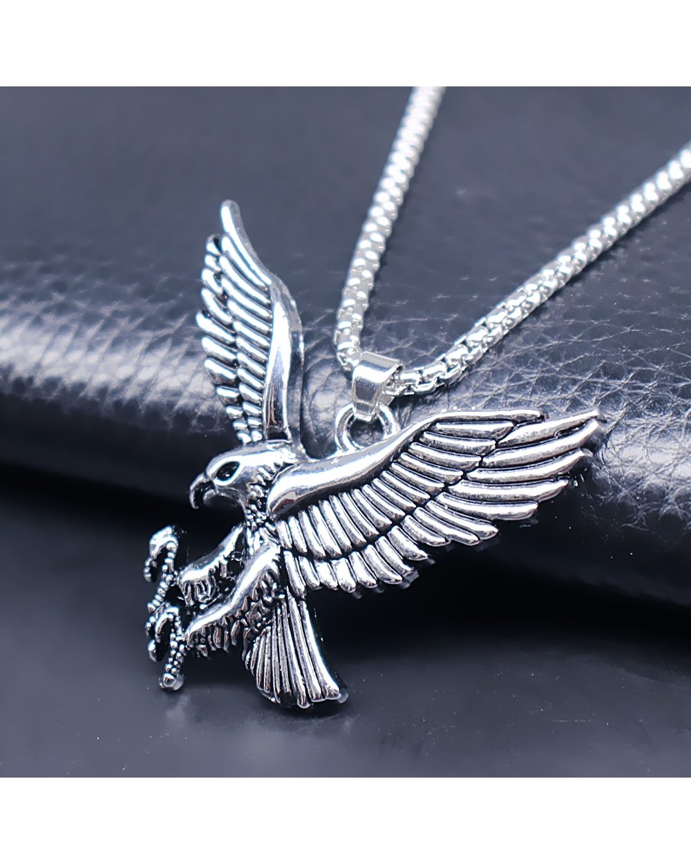 Fashion wings ferocious eagle metal pendant necklace birds animal charm mens stainless steel necklaces front-0