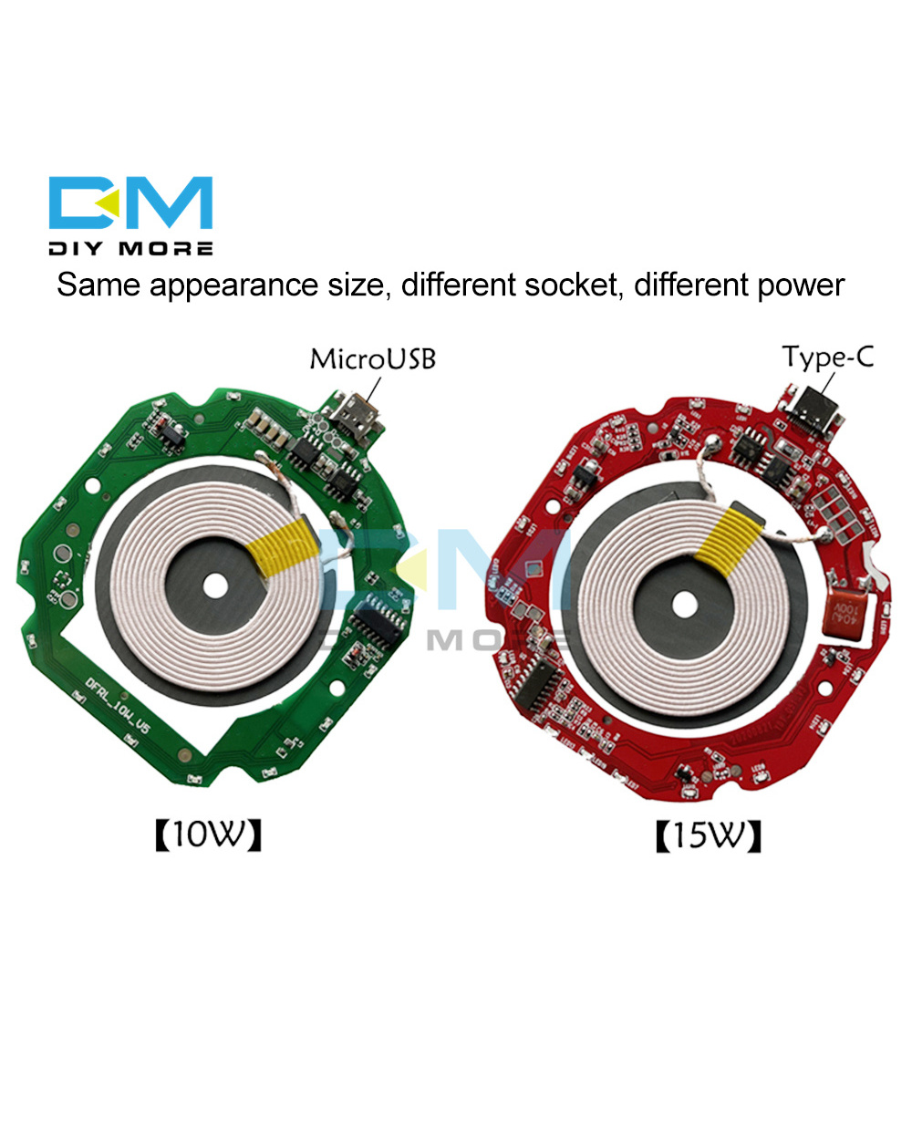 Type-C Micro Usb 10W/15W Fast Charge Wireless Charge Module Transmitter Pcba Circuit Board 5-12V/5-9V Coil Qi Diy Charg front-0