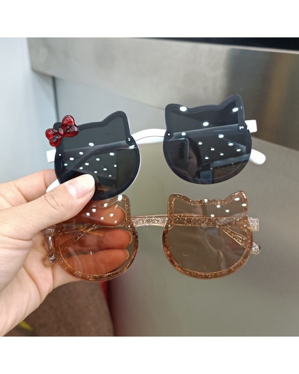 Summer Children Cute Kitty Sunglasses Acrylic Bow Outdoor Uv Protection Sun Glasses Baby Girls Classic Kids Boy Uv400 E front-1