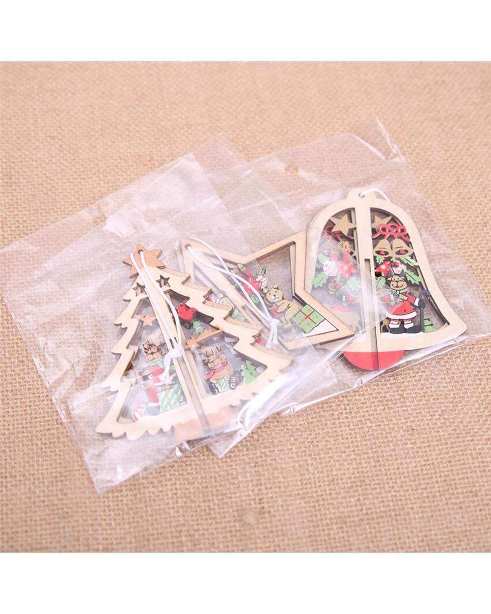 2022 Christmas Tree Ornaments 3D Wooden Hanging pendants Xmas Tree Home Party Decor Pendants New year Decoration front-3