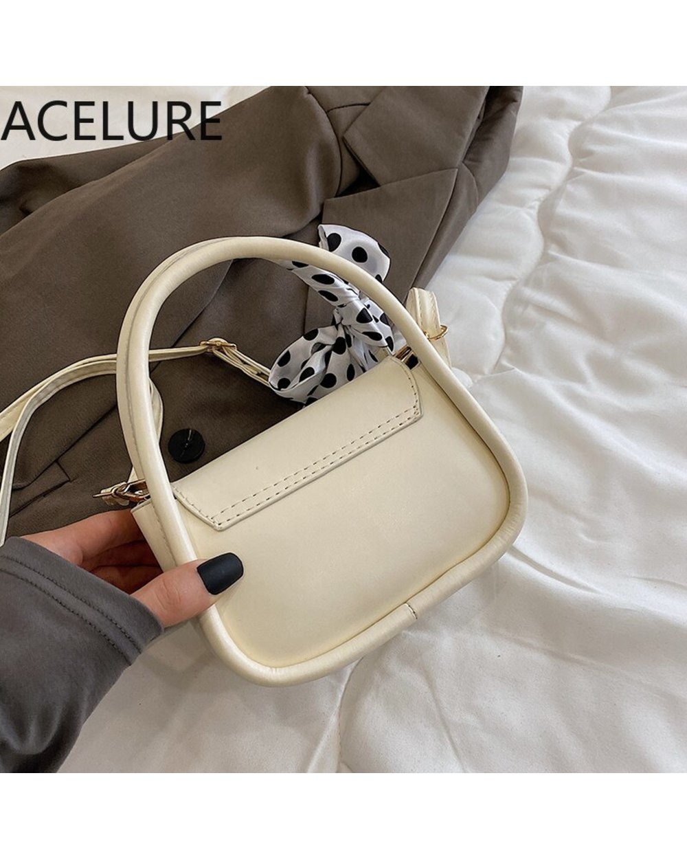ACELURE Solid Color Soft PU Leather Small Shoulder Crossbody Bags for Women Elegant Ladies Cover Messenger Bags front-2