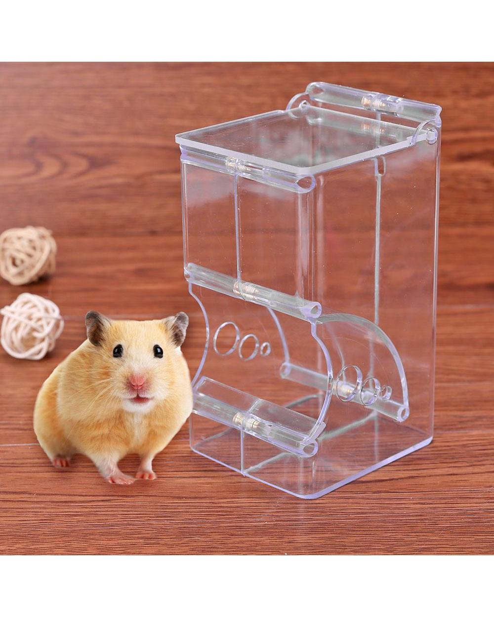 New Hamster Rabbit Food Dispenser Feeder Plastic Clear Automatic Pet