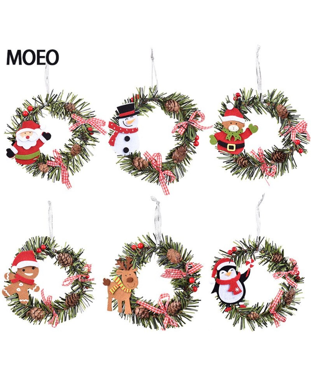 Christmas Decorations Garland Tree Toys Pendant Santa Claus Elk Round PVC Ornaments Christmas Tree Pine Cone Gift Home front-4