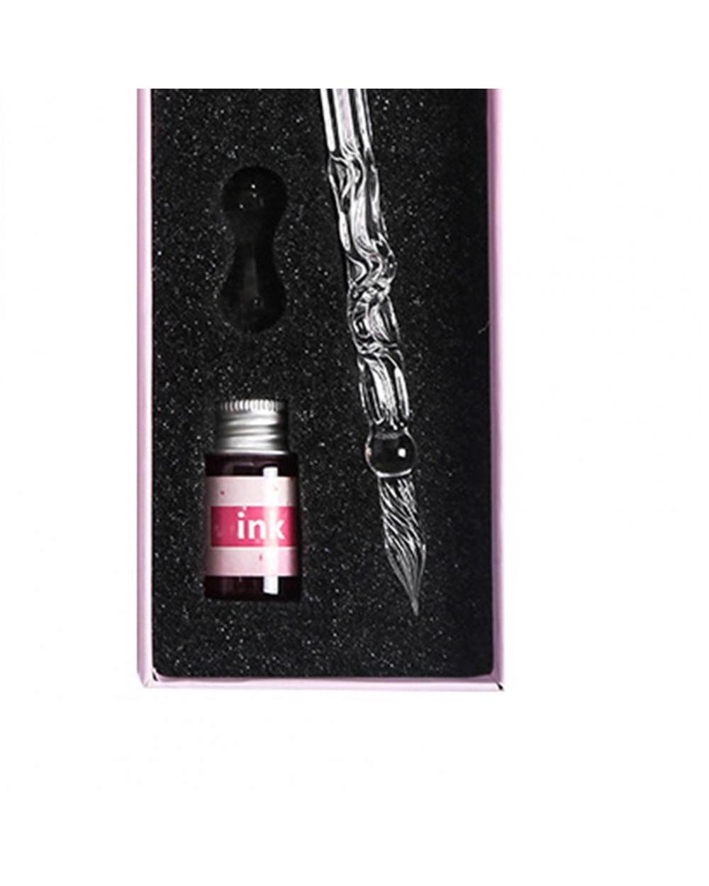 1 Set Colorful Writing Pen Flower Design Portable Glass Crystal Writing Dip Pen Writing Supplies For Student Gift front-4