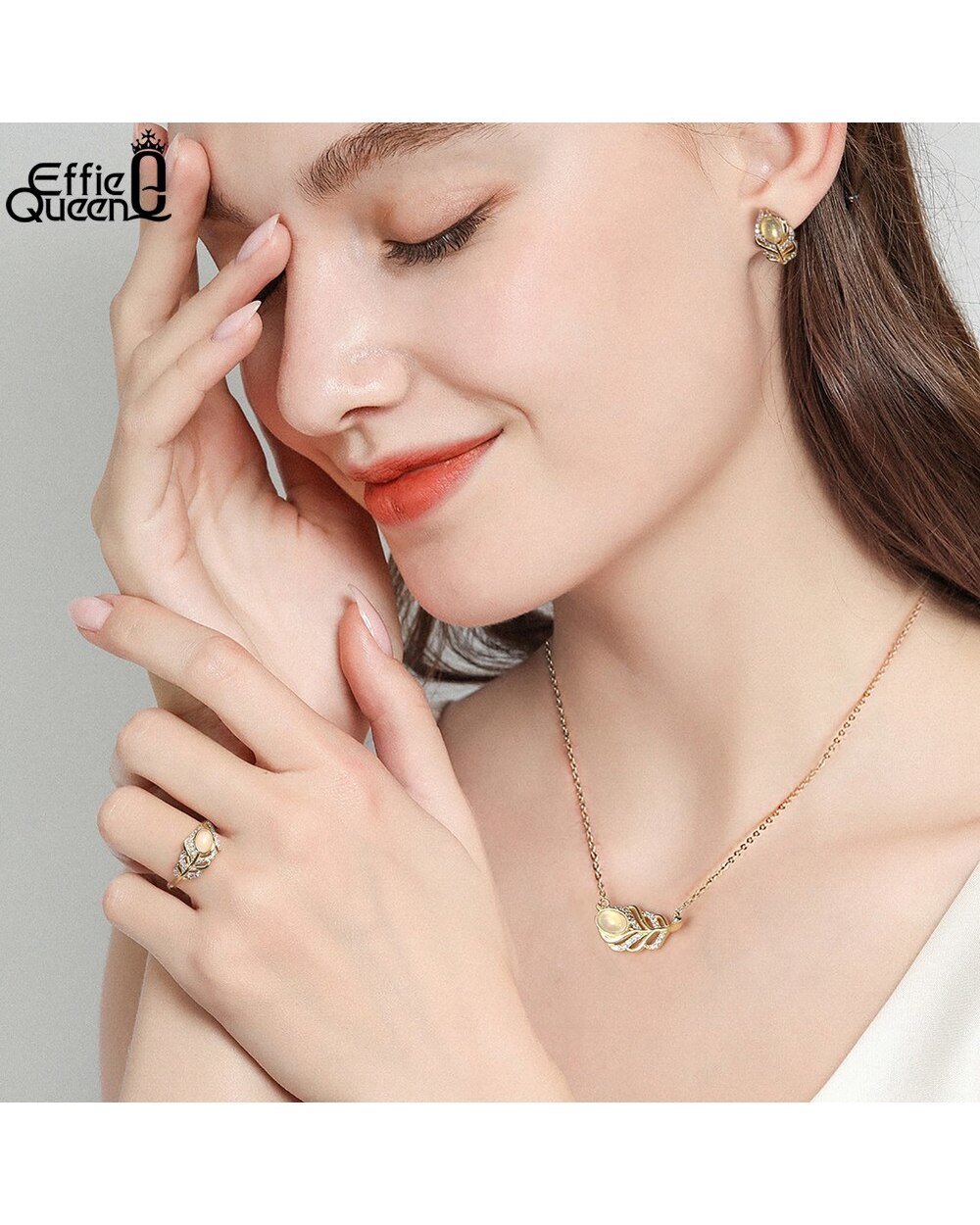 To My Mommy Gift for Mom Natural Opal Feather Design Necklace 925 Sterling Silver Jewelry for Woman front-4