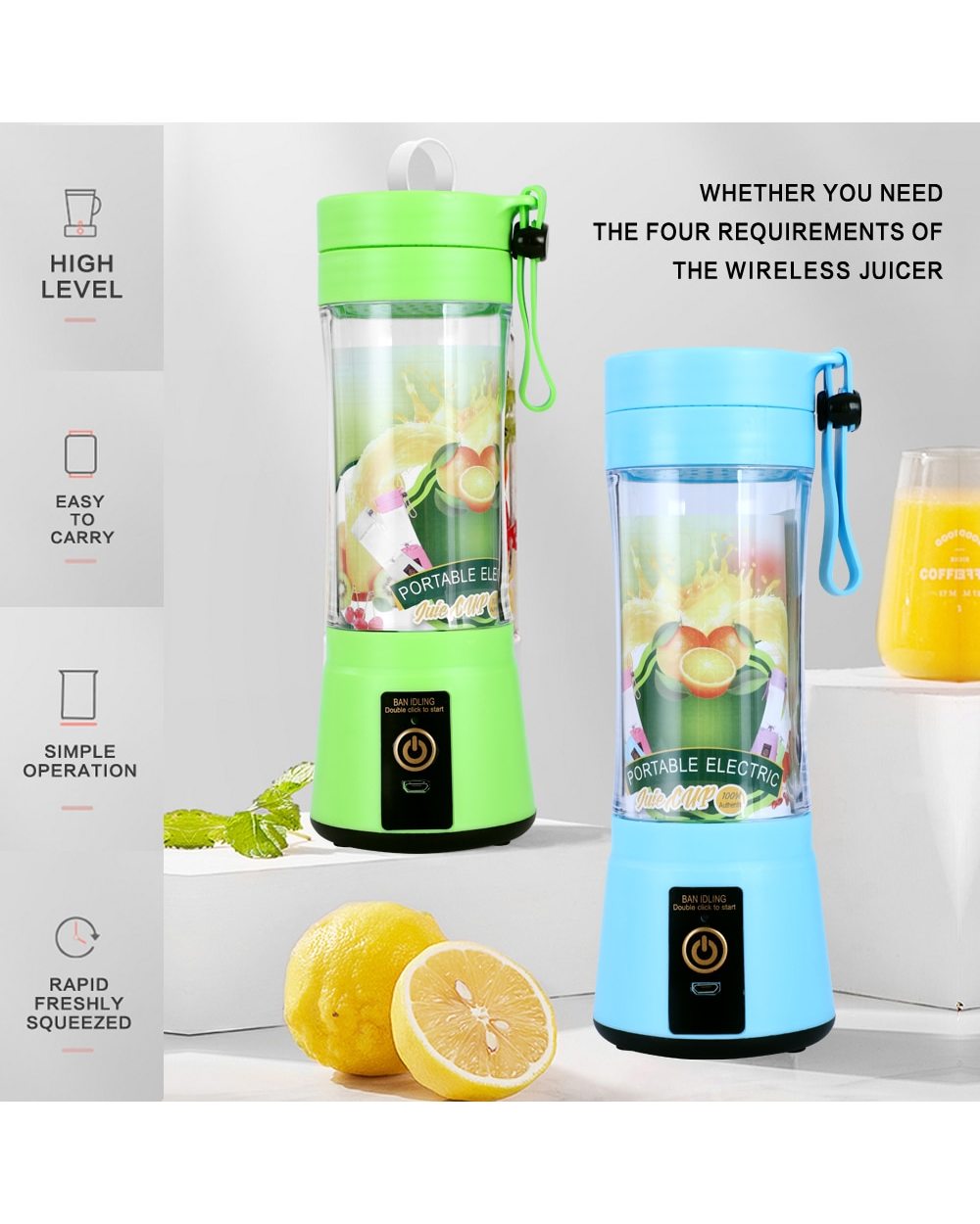 Portable Blender With Usb Rechargeable Mini Fruit Juice Mixer Personal Blender For Smoothies And Shakes Fruit Juice Mil front-1