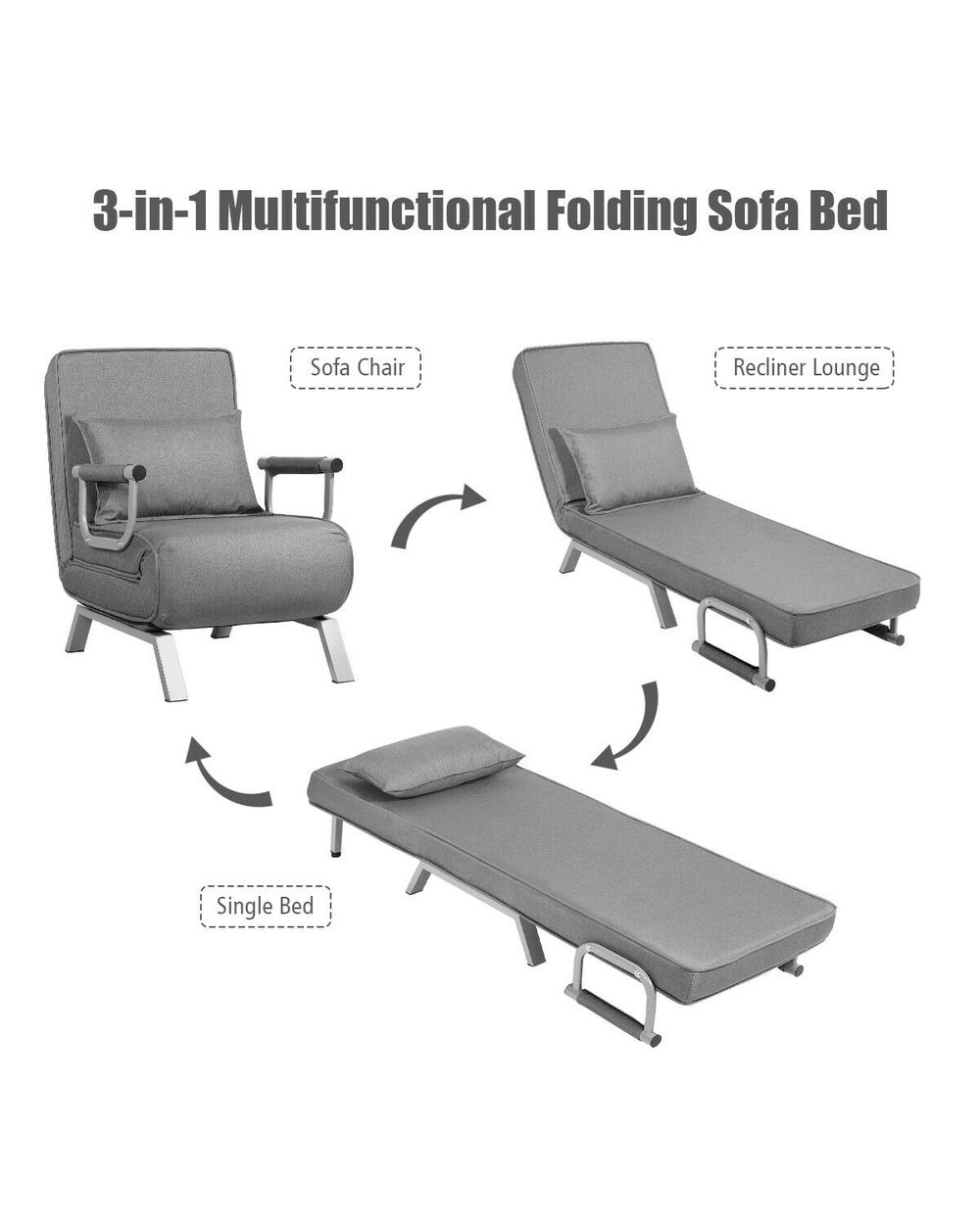 5 Position Convertible Sleeper Bed Folding Design Lounge Couch front-4