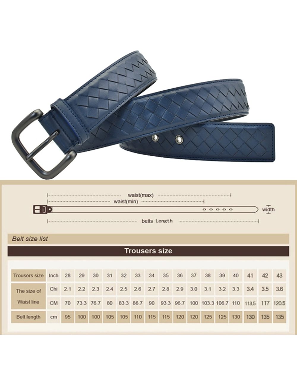 Western Hand Brided Black Coffee Blue Leather Pin Buckle Men Belt Fashion Jeans Causal Pants Belt front-2
