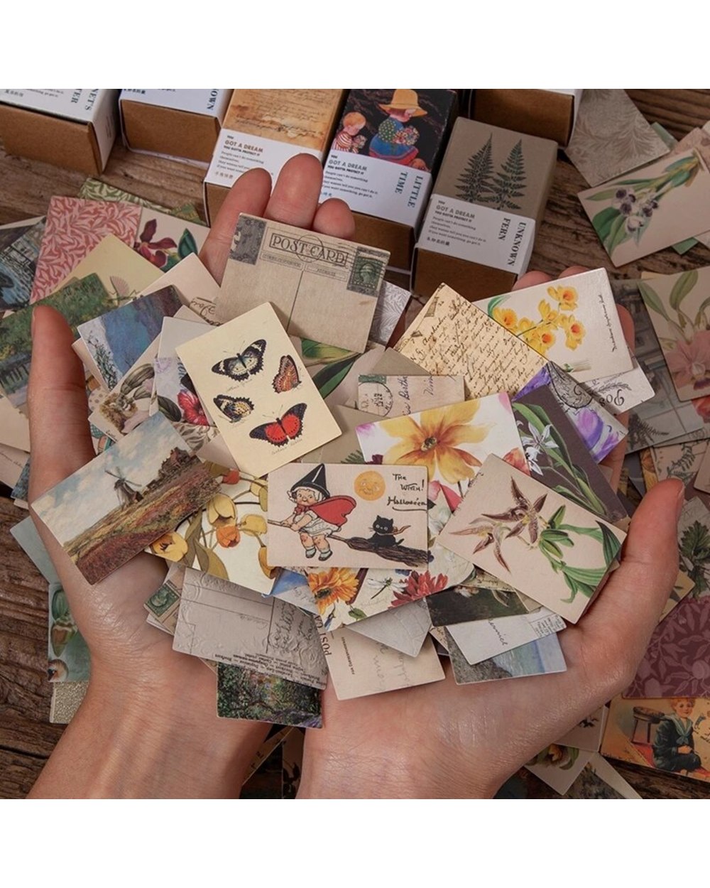 100pcs Aesthetic Vintage Paper Mini Book Kraft Cards For Scrapbooking & Journaling front-1